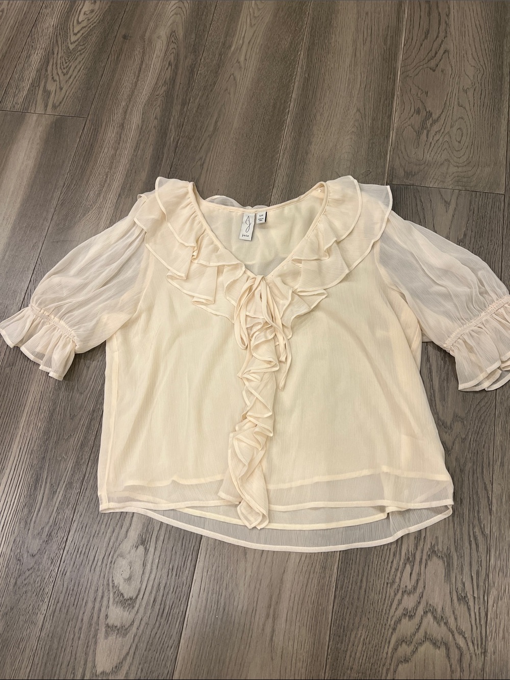 Joie Cream Ruffle Tie-Front Blouse
